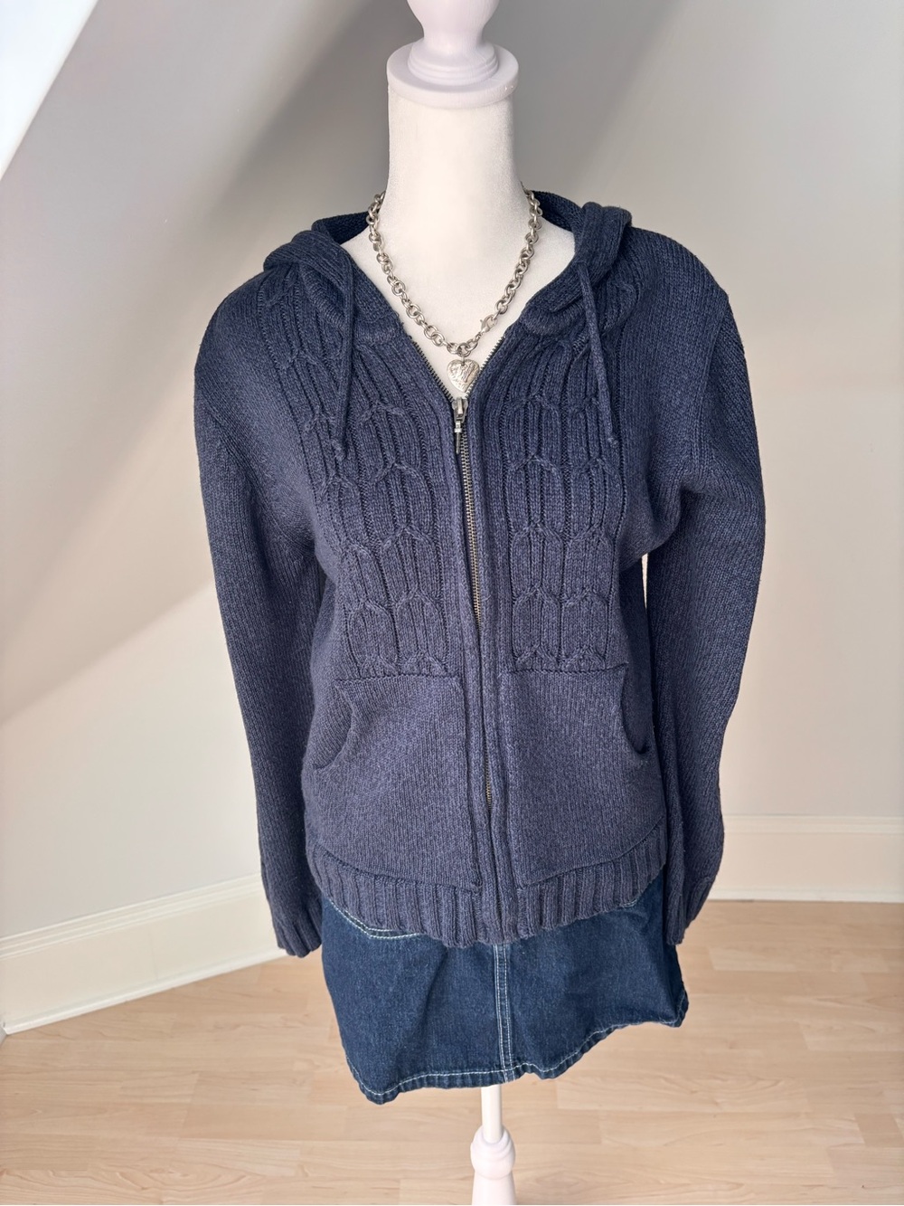 Vintage Knit Zip Hoodie 🤍